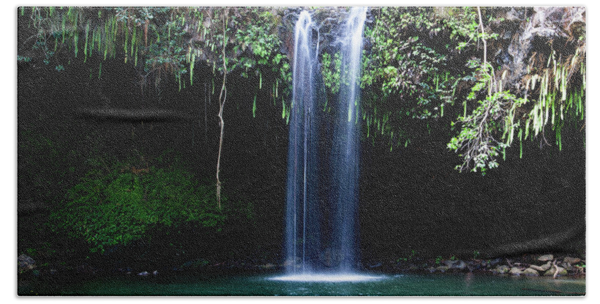 Falls Beach Sheet featuring the photograph Dual Falls by Anthony Jones