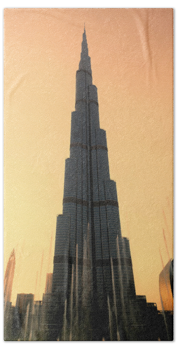 Burj Beach Towel featuring the photograph Dubai Sunset by Stephen Stookey