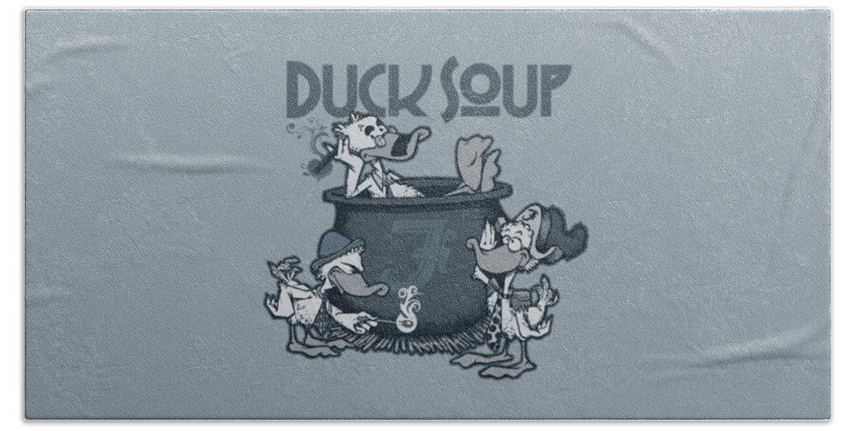 Marx Beach Towel featuring the mixed media Duck Soup Ducks by Edward Draganski