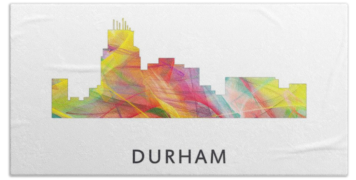 Durham North Carolina Skyline Beach Towel featuring the digital art Durham North Carolina Skyline by Marlene Watson