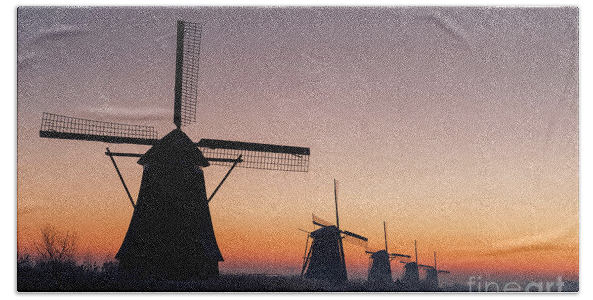 Windmill Beach Towel featuring the photograph Dutch Dawn by David Lichtneker