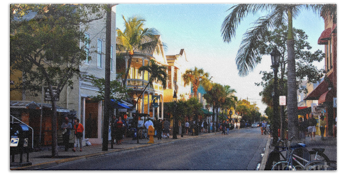 Key West Beach Sheet featuring the photograph Duval Street in Key West by Susanne Van Hulst