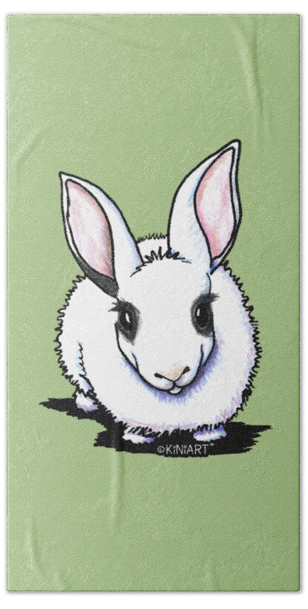 Dwarf Hotot Beach Towel featuring the drawing Dwarf Hotot Bunny Rabbit by Kim Niles aka KiniArt
