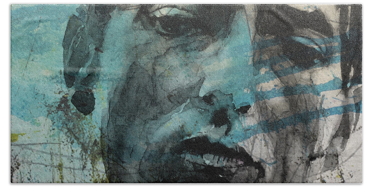 Bob Dylan Beach Sheet featuring the mixed media Dylan - Retro Maggies Farm No More by Paul Lovering