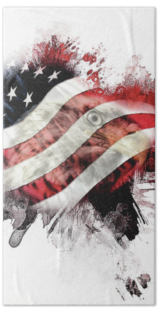 American Flag Beach Towel featuring the photograph Eagle and Flag Abstract by Pam Holdsworth