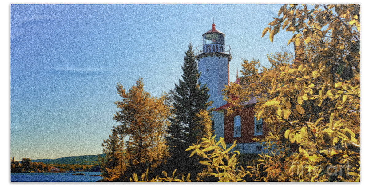 Eagle Harbor Autumn Gold Beach Towel featuring the photograph Eagle Harbor Autumn Gold by Rachel Cohen