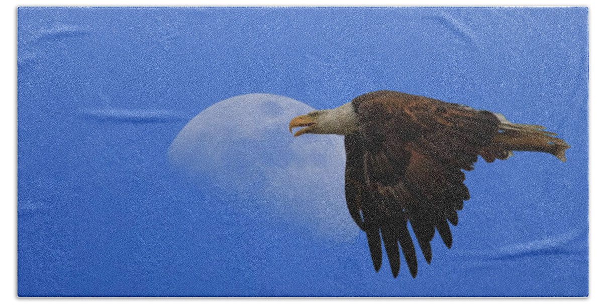Bald Eagle Beach Sheet featuring the photograph Eagle Moon by Beth Sargent