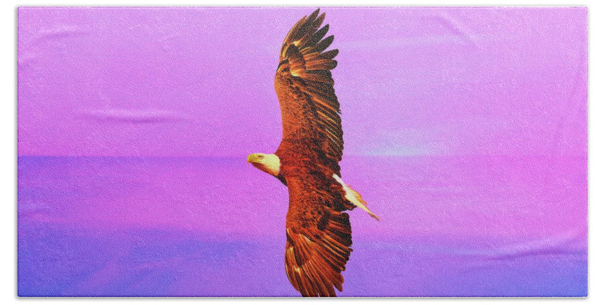 Eagle Beach Towel featuring the painting Eagle Series Painterly by Deborah Benoit