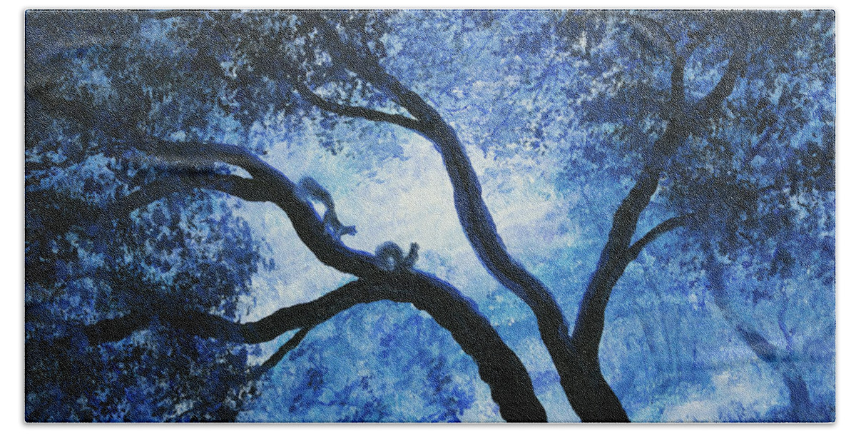 Squirrel Beach Towel featuring the painting Early Morning Blues at Rancho San Antonio by Laura Iverson