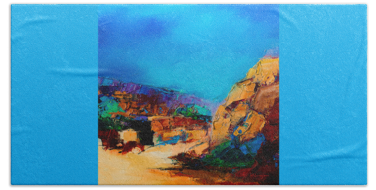 Canyon Beach Towel featuring the painting Early Morning Over the Canyon by Elise Palmigiani