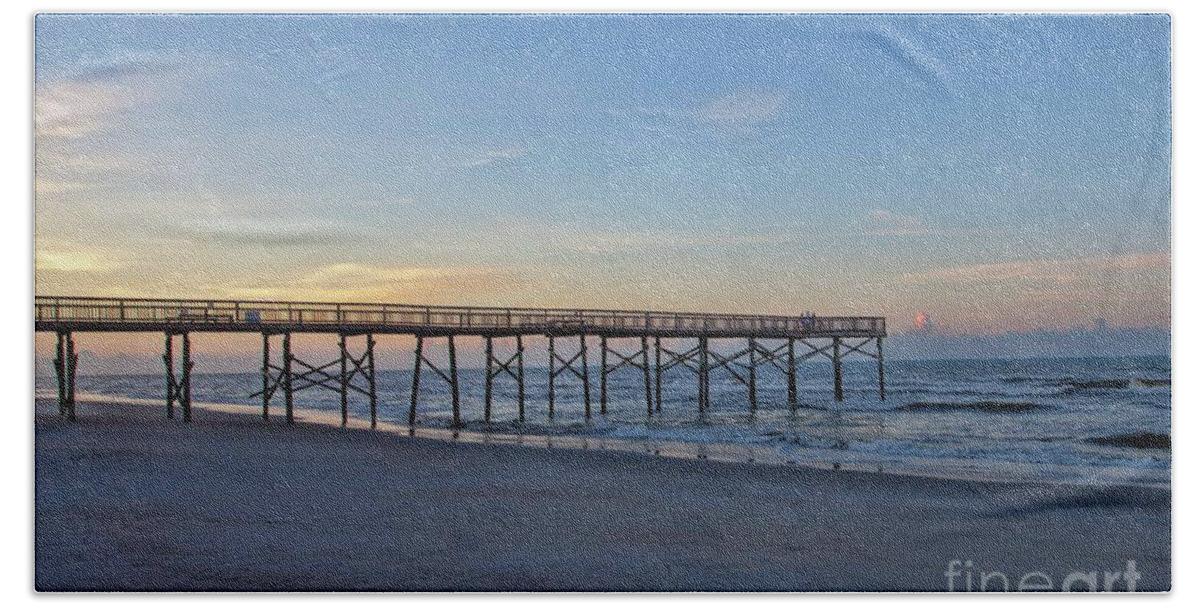 Beach Beach Towel featuring the photograph Early Morning Pier by Laurinda Bowling