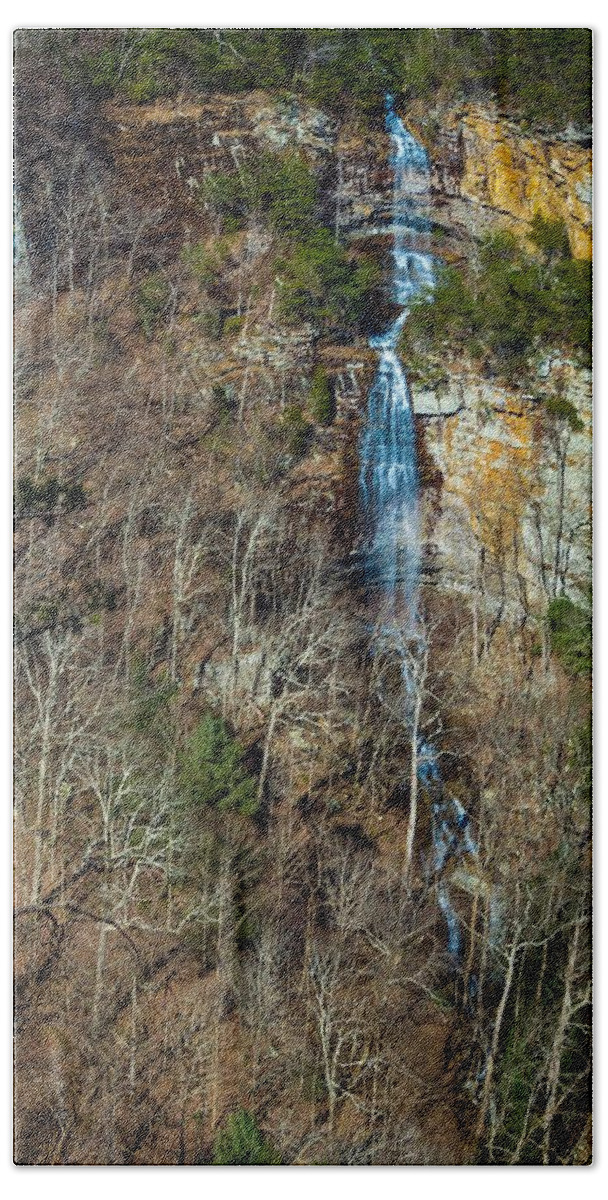 Cliffs Beach Towel featuring the photograph Early Spring Waterfall by James L Bartlett