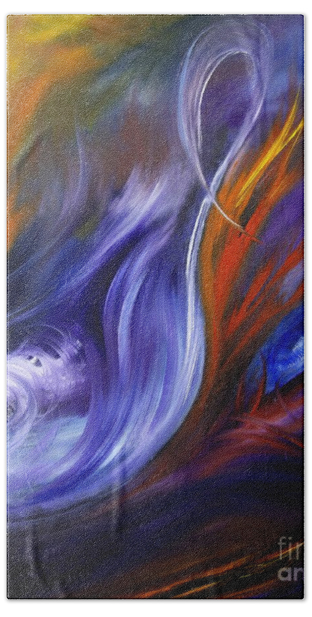 Abstract Painting Beach Sheet featuring the painting Earth, Wind and Fire by Valerie Travers
