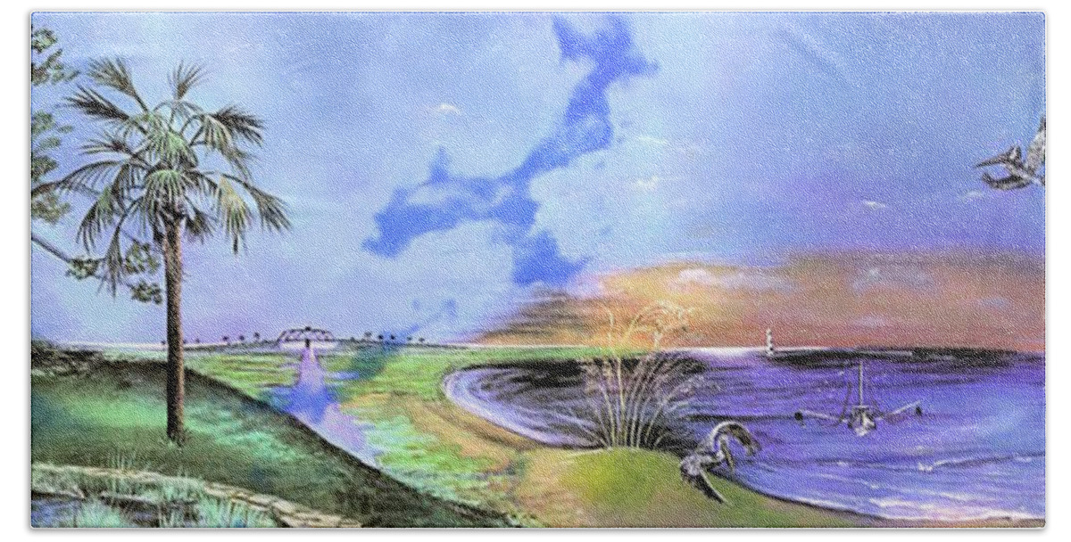 Beach Sheet featuring the painting East Cooper by Virginia Bond