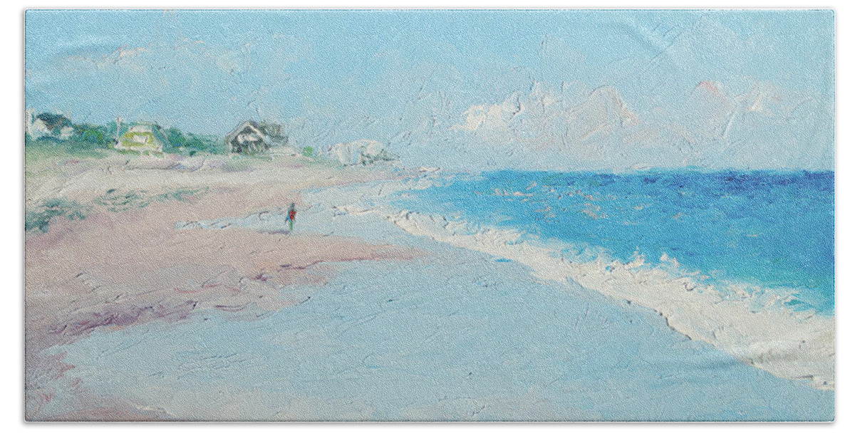 East Hampton Beach Ny Beach Towel featuring the painting East Hampton Beach by Jan Matson