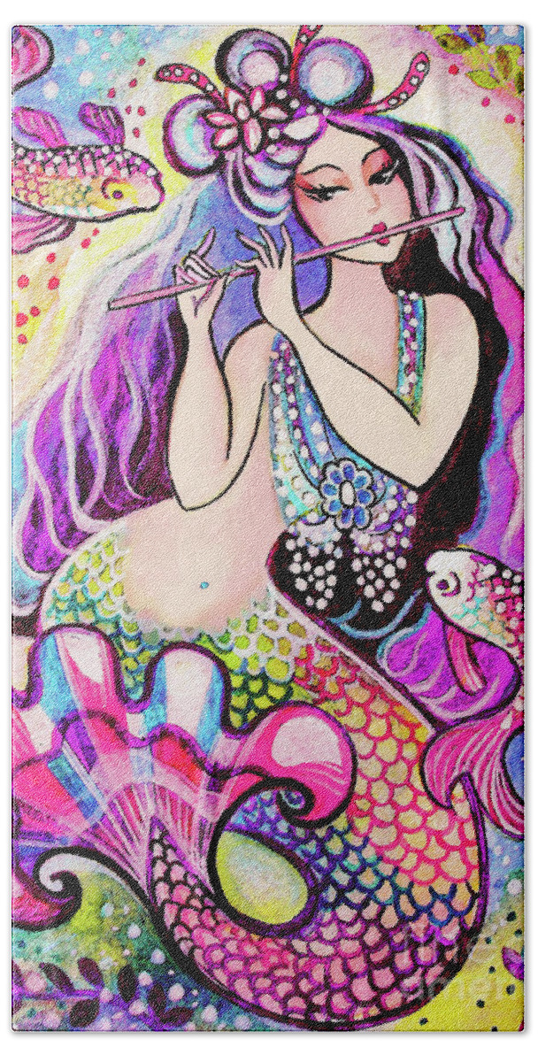 Sea Goddess Beach Towel featuring the painting East Sea Mermaid by Eva Campbell