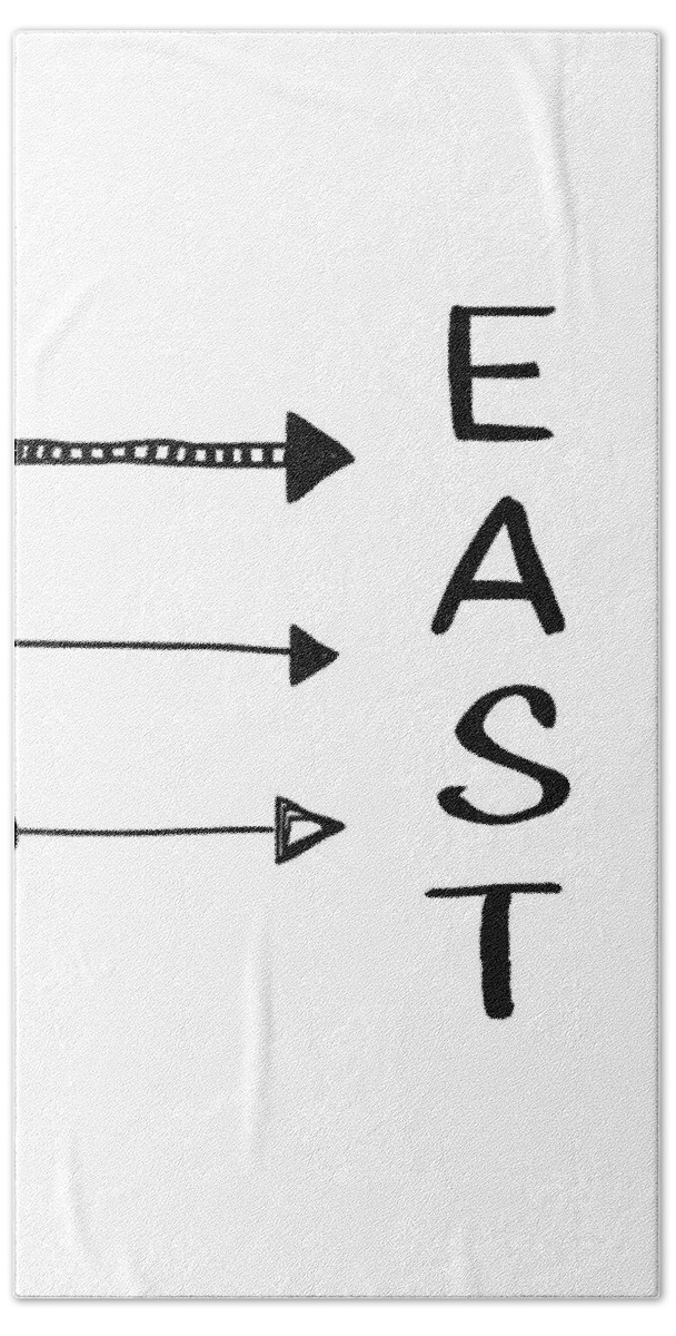 East Beach Towel featuring the digital art East With Arrows- Art by Linda Woods by Linda Woods