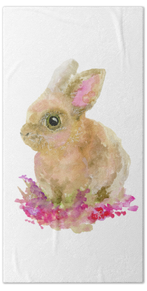 Easter Beach Towel featuring the painting Easter Bunny by Lauren Heller