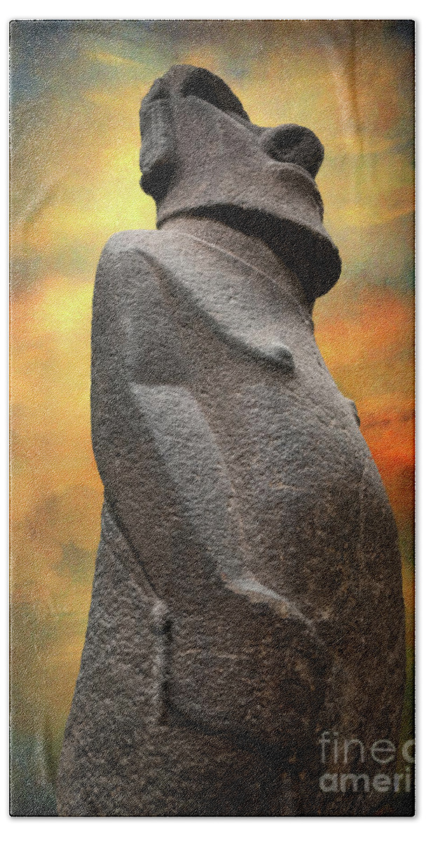 Easter Island Beach Towel featuring the photograph Easter Island Moai by Adrian Evans