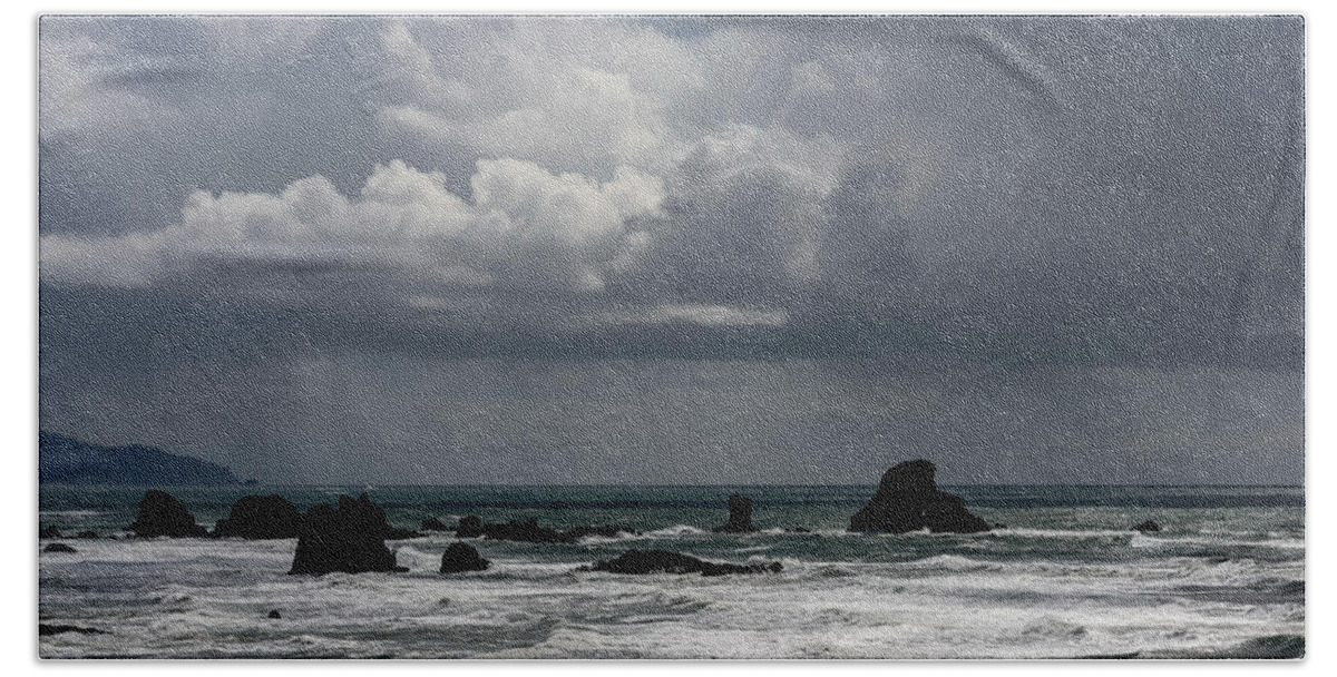 Cannon Beach Beach Towel featuring the photograph Ecola Rain by Robert Potts