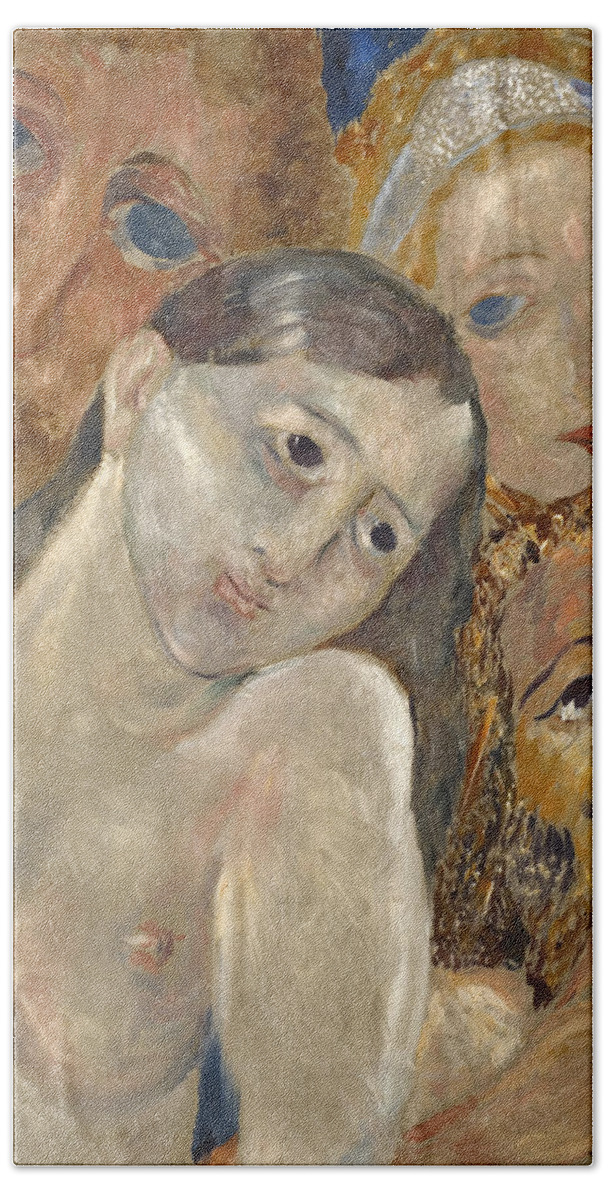 Ernst Josephson Beach Towel featuring the painting Ecstatic Heads by Ernst Josephson