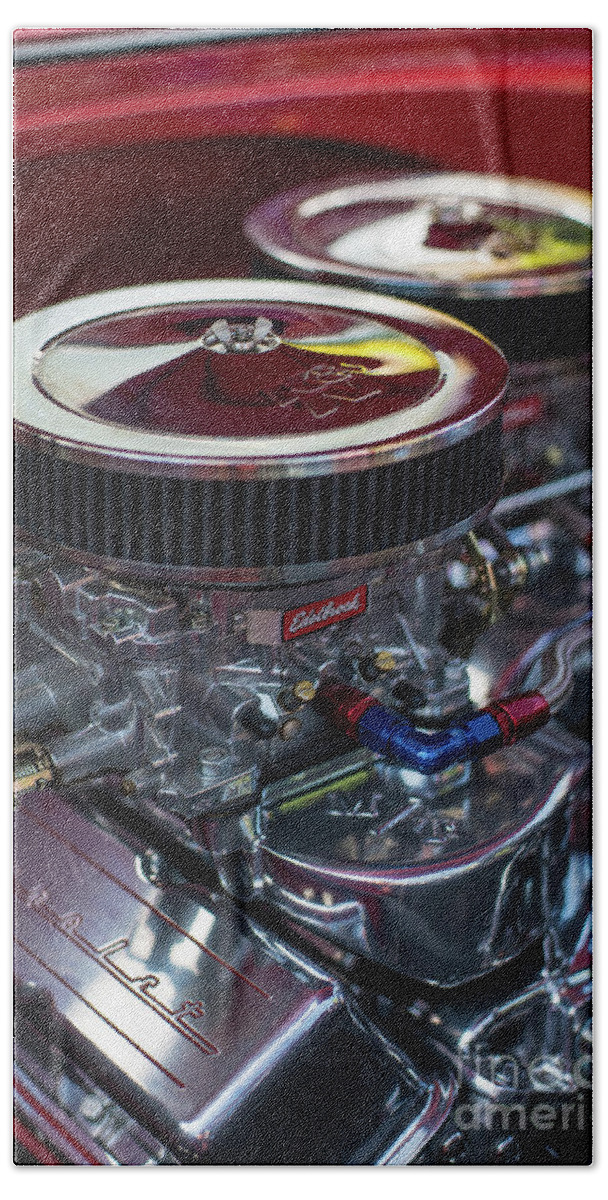 Chevy Beach Towel featuring the photograph Edelbrock and Chevy by Mike Reid