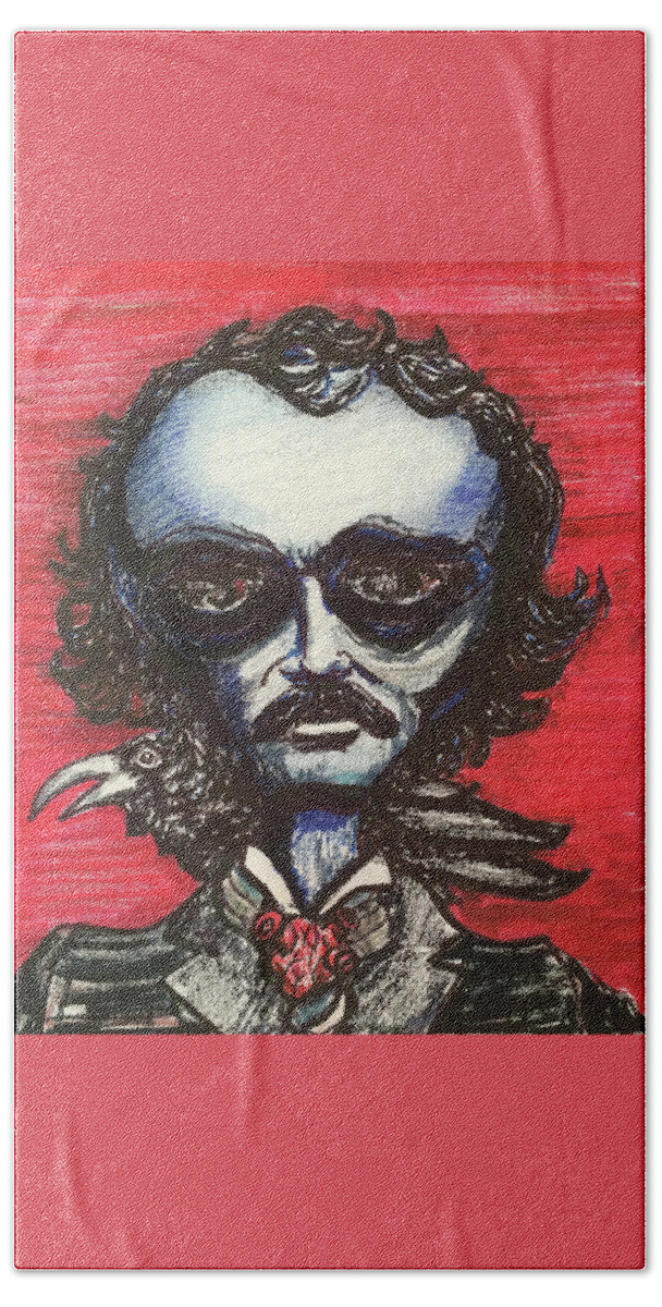 Edgar Allen Poe Beach Towel featuring the painting Edgar Alien Poe by Similar Alien