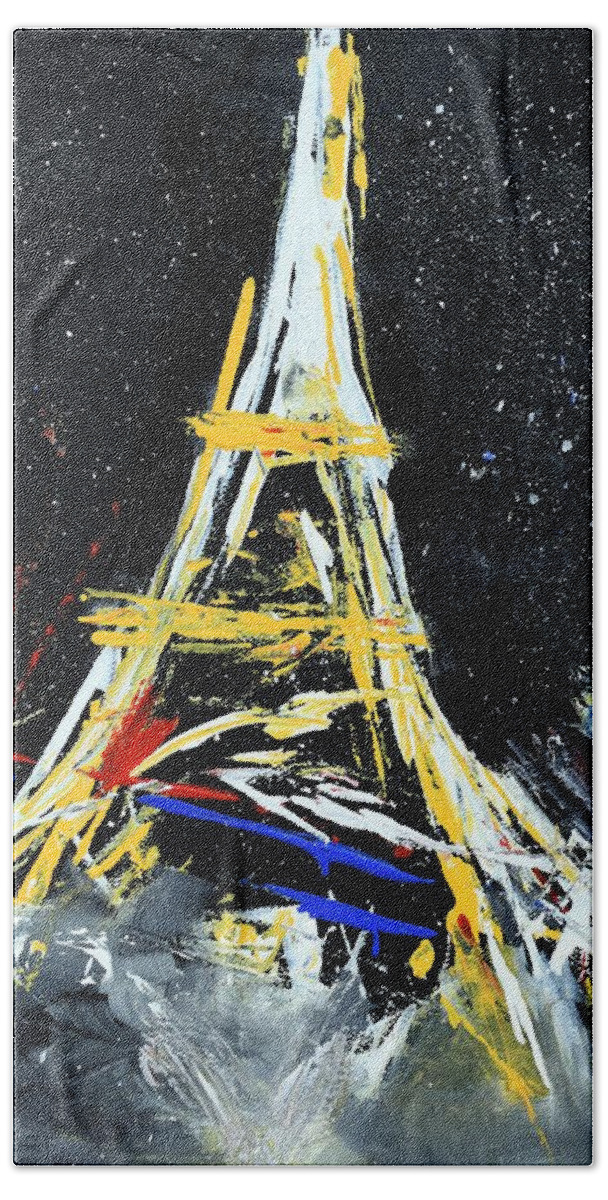 Eiffle Beach Sheet featuring the painting Eiffel by Gary Smith