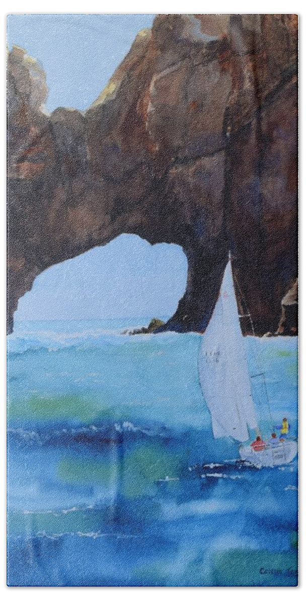 Arch Beach Towel featuring the painting El Arco by Celene Terry