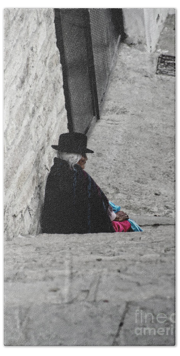 Old Beach Sheet featuring the photograph Elderly Beggar In Chordeleg by Al Bourassa
