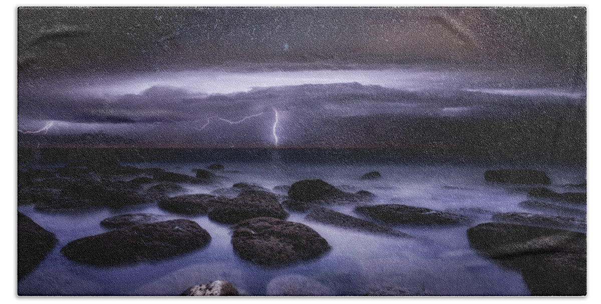 Landscape Beach Towel featuring the photograph Electric dreams by Jorge Maia