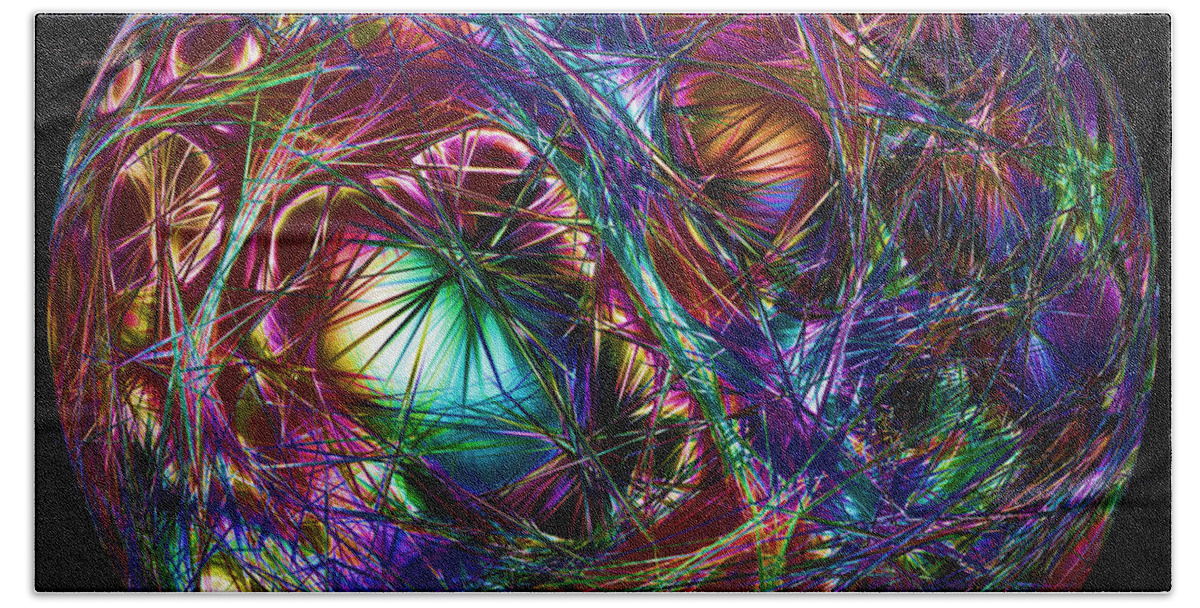 Sphere Beach Towel featuring the digital art Electric Neon Abstract by John Haldane