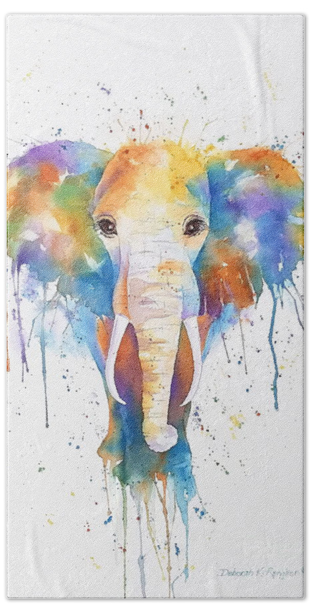 Elephant Beach Towel featuring the painting Elephant by Deborah Ronglien