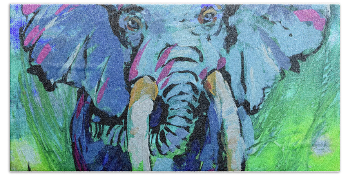  Beach Towel featuring the painting Elephant by Jyotika Shroff