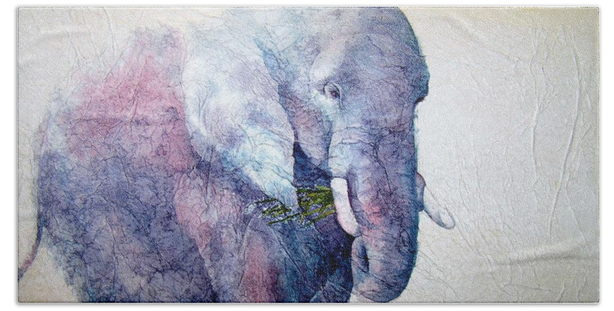 Elephant Beach Towel featuring the painting Elephant Sanctuary by Amy Stielstra
