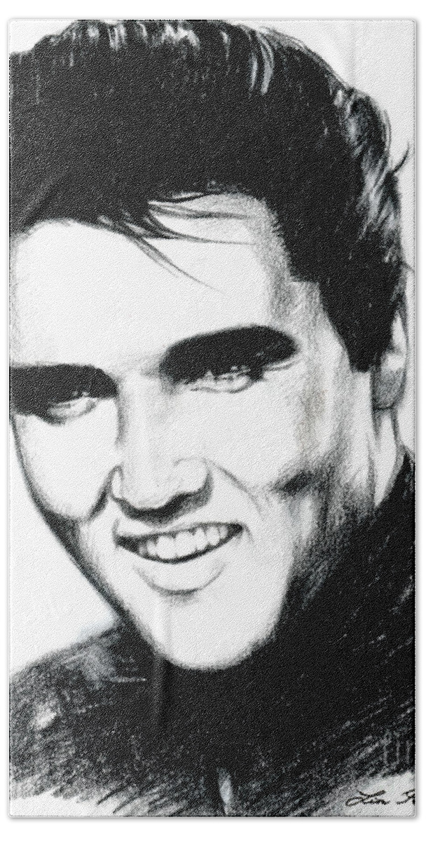 Elvis Beach Sheet featuring the drawing Elvis by Lin Petershagen