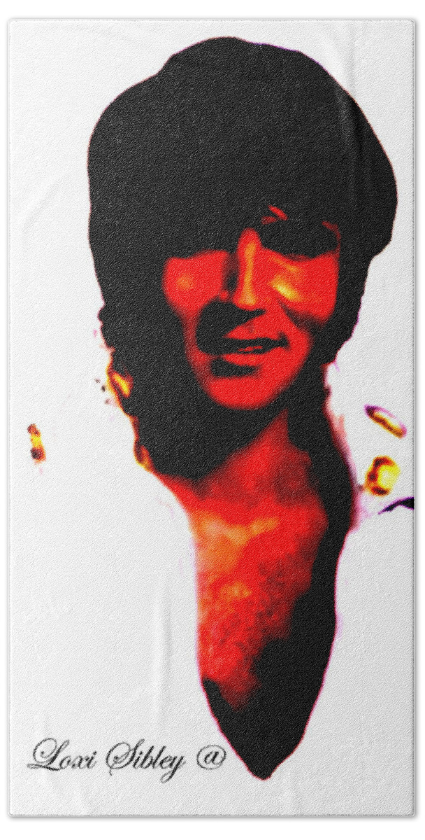 Elvis Beach Sheet featuring the mixed media Elvis by Loxi Sibley by Loxi Sibley
