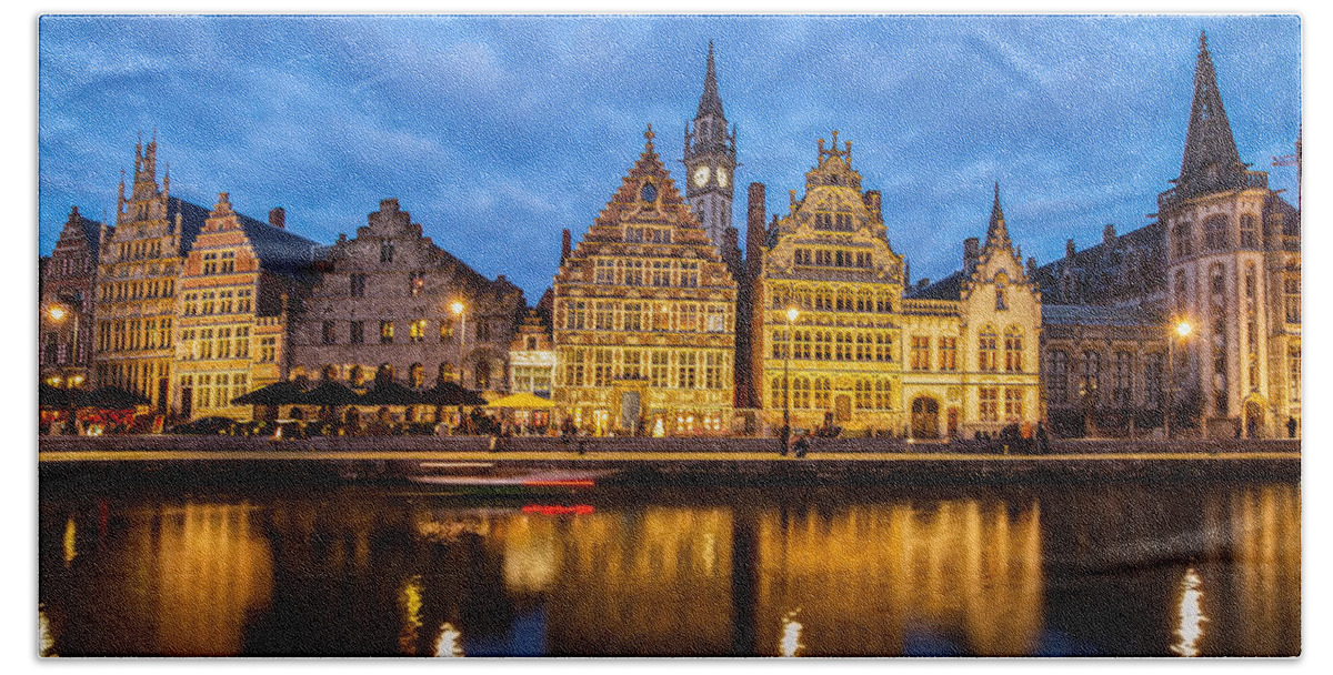 Belgium Beach Towel featuring the photograph Embankment of Ghent by Anastasy Yarmolovich