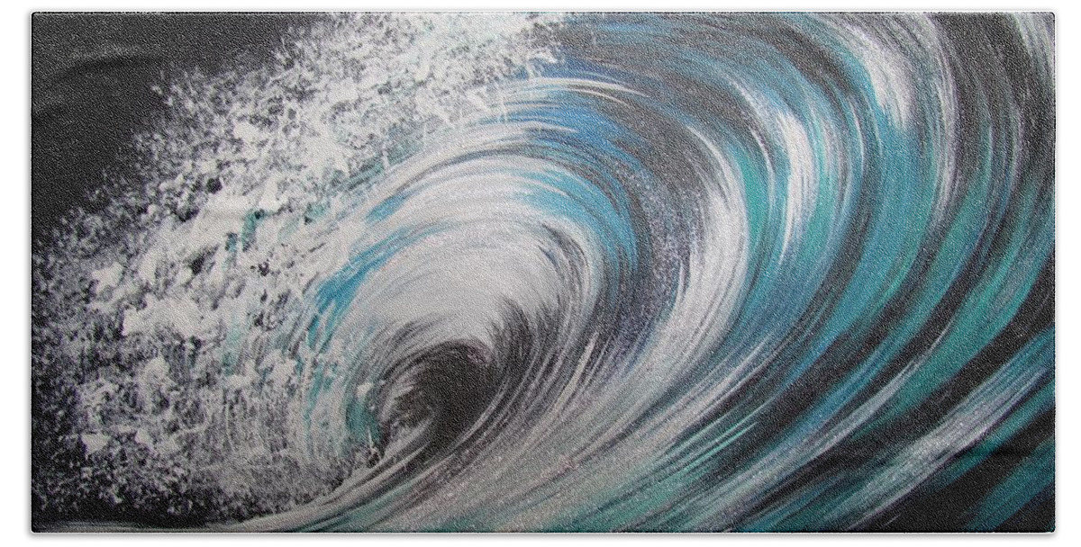 Ocean Wave Beach Towel featuring the painting Emerald Beauty by Mandy Joy