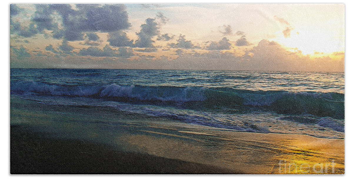 Seascape Sunrises Beach Towel featuring the photograph Treasure Coast Florida Tropical Sunrise Seascape C3 by Ricardos Creations