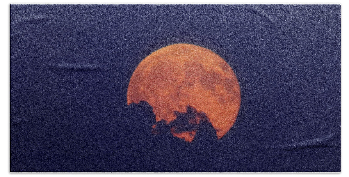 Moon Beach Towel featuring the photograph Emerging Moon by John Meader