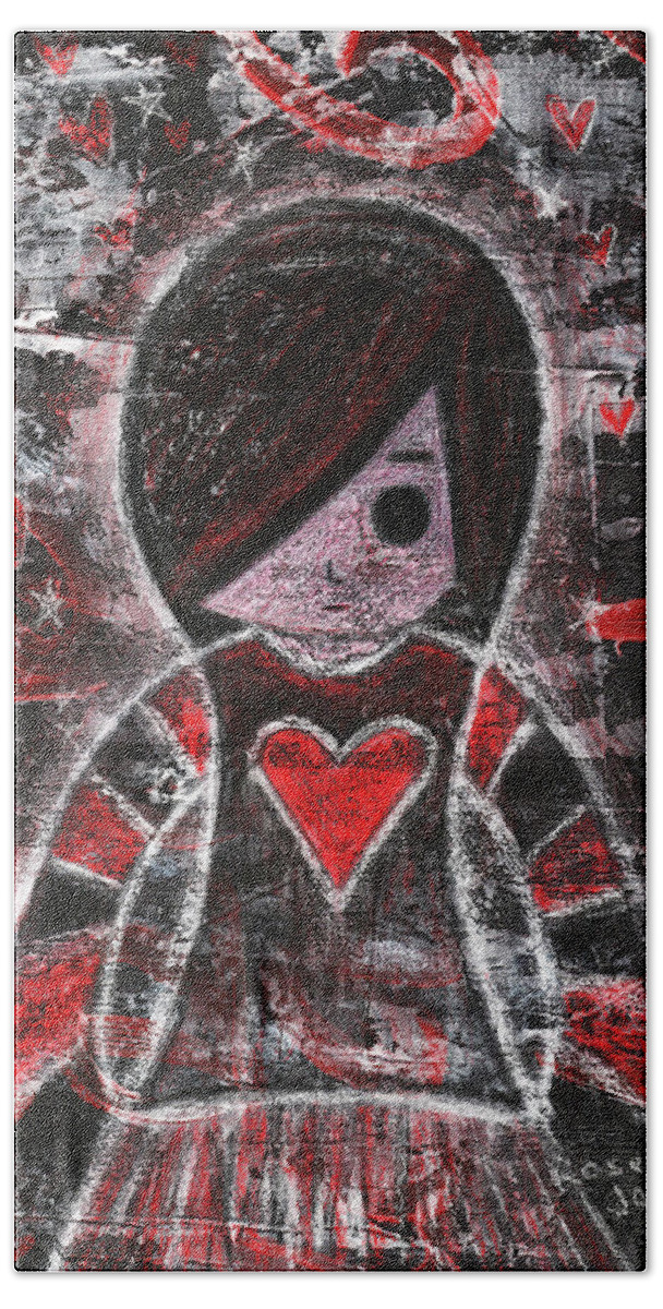 Emo Beach Towel featuring the mixed media Emo Girl by Roseanne Jones