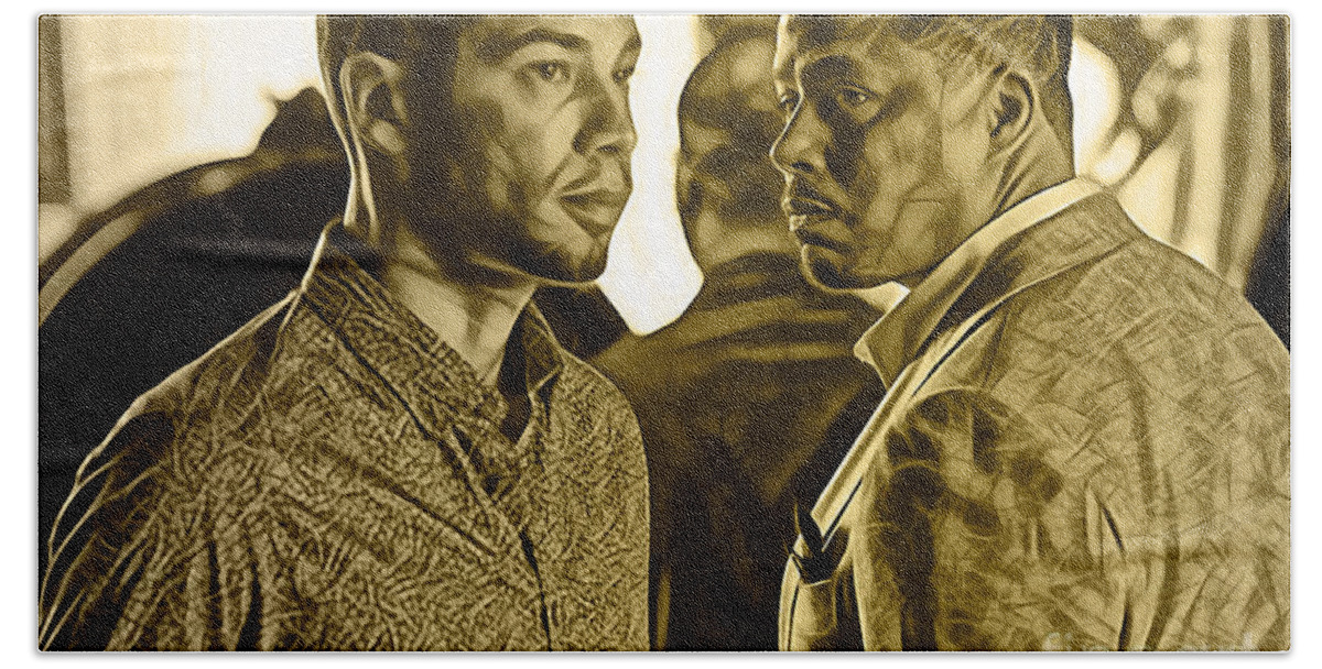 Terrence Howard Beach Towel featuring the mixed media Empire's Terrence Howard and Jussie Smollett by Marvin Blaine