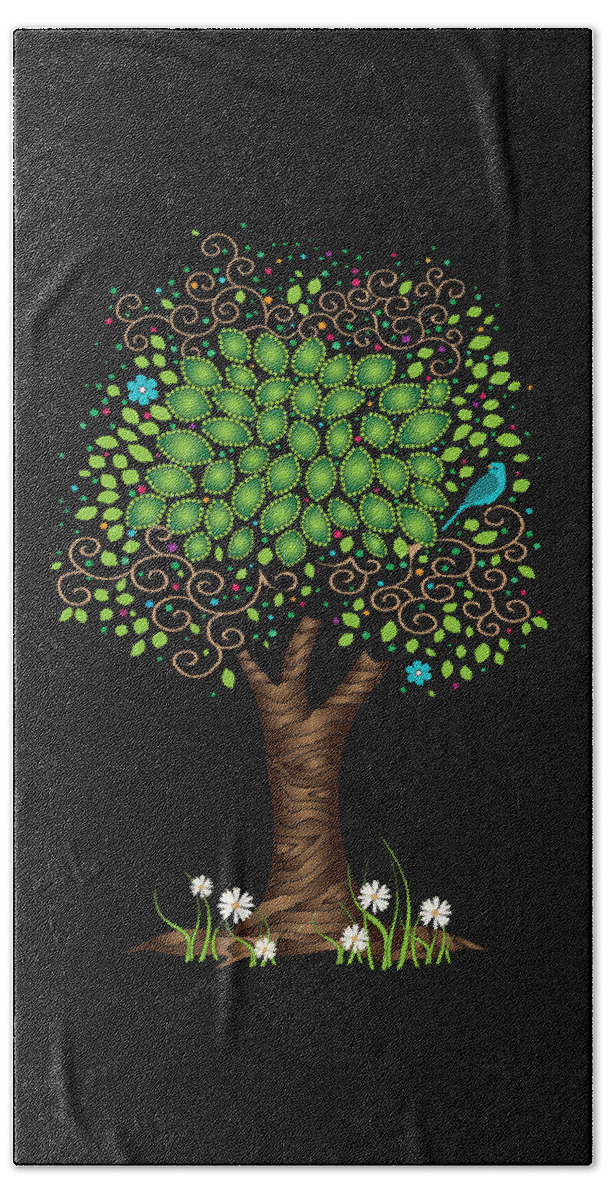 Enchanted Tree Beach Towel featuring the digital art Enchanted Tree by Serena King