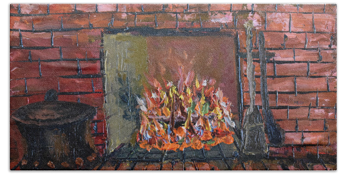 Fire Beach Sheet featuring the painting Enchanting Fire by Michael Daniels