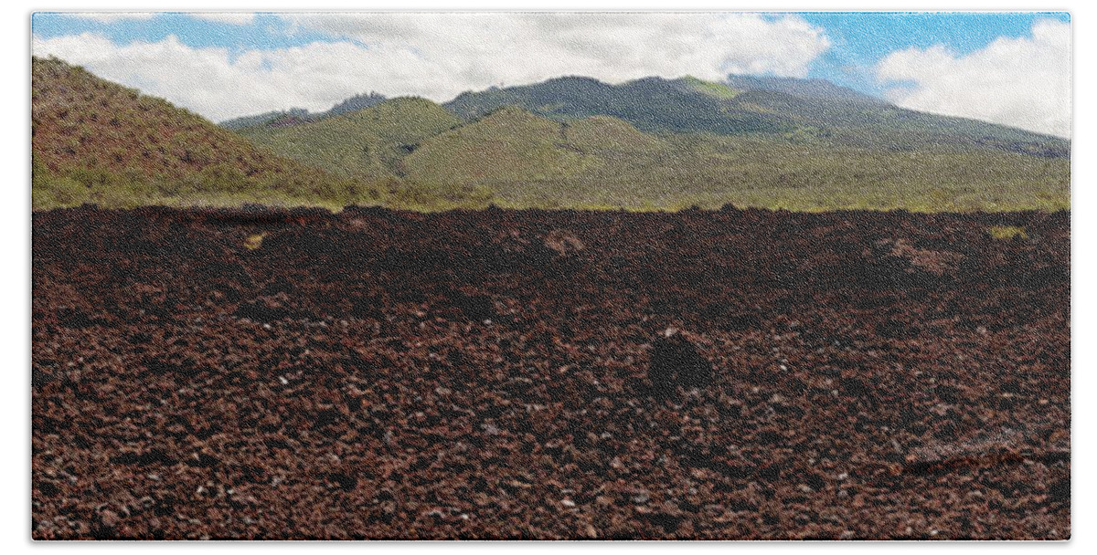 Lava Beach Towel featuring the photograph End of the Road by Susan Rissi Tregoning