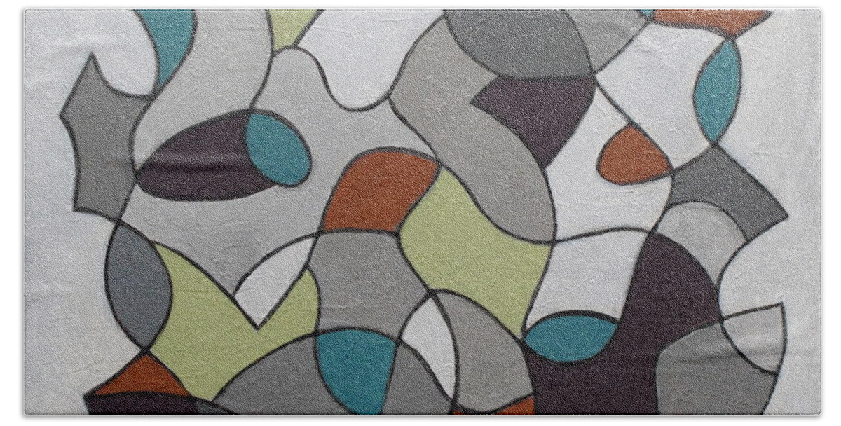 Geometric Beach Towel featuring the painting Endurance by Trish Toro