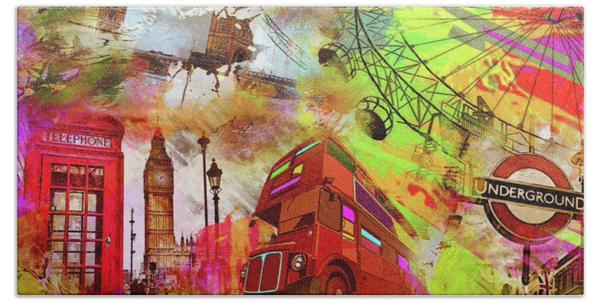 London Beach Towel featuring the painting England art by Gull G