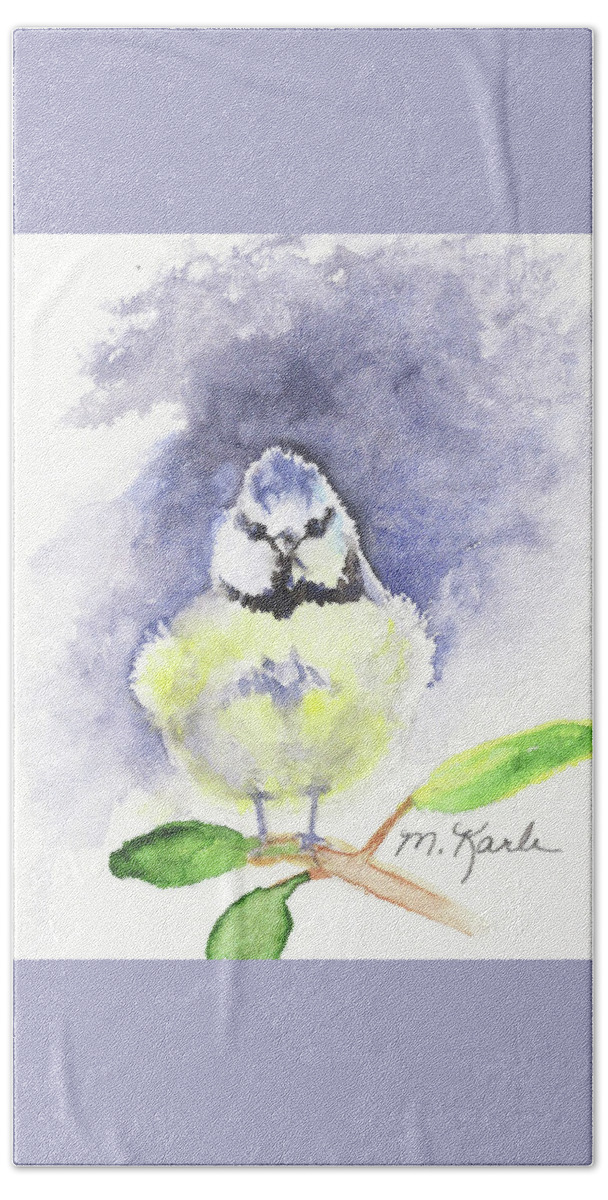 Birds Beach Towel featuring the painting English Blue Tit by Marsha Karle