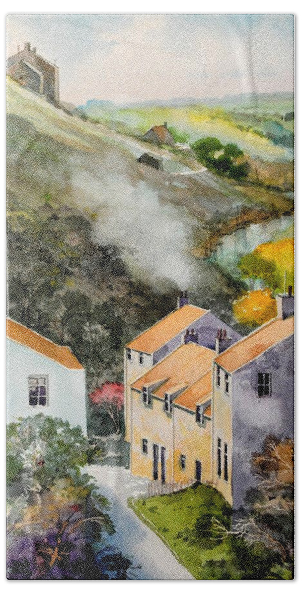 English Landscape Beach Sheet featuring the painting English Village by Robert W Cook